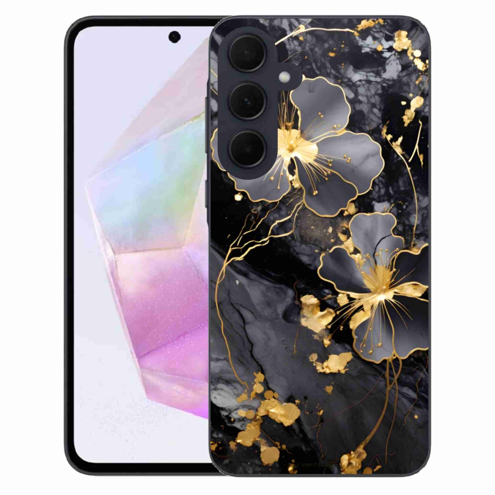 Gélový kryt mmCase na Samsung Galaxy A35 5G - zlaté kvety