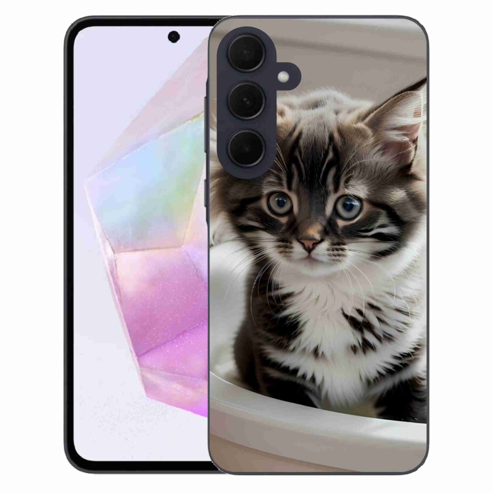 Gélový kryt mmCase na Samsung Galaxy A35 5G - zvedavé mačiatko