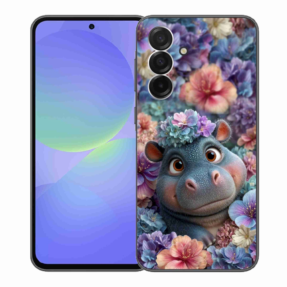 Gélový kryt mmCase na Samsung Galaxy A36 5G - hrošík v kvetoch