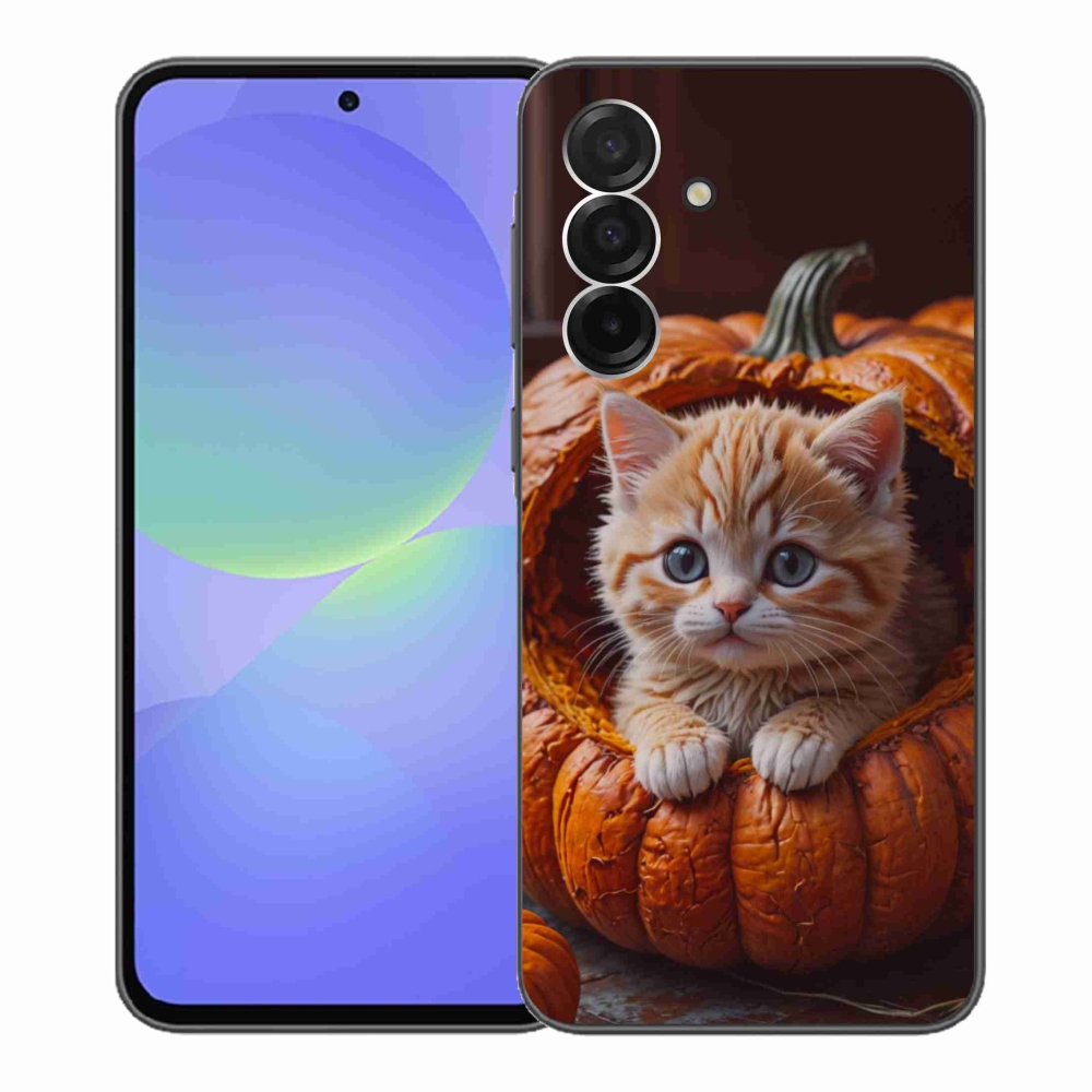 Gélový kryt mmCase na Samsung Galaxy A36 5G - mačiatko a tekvica 2