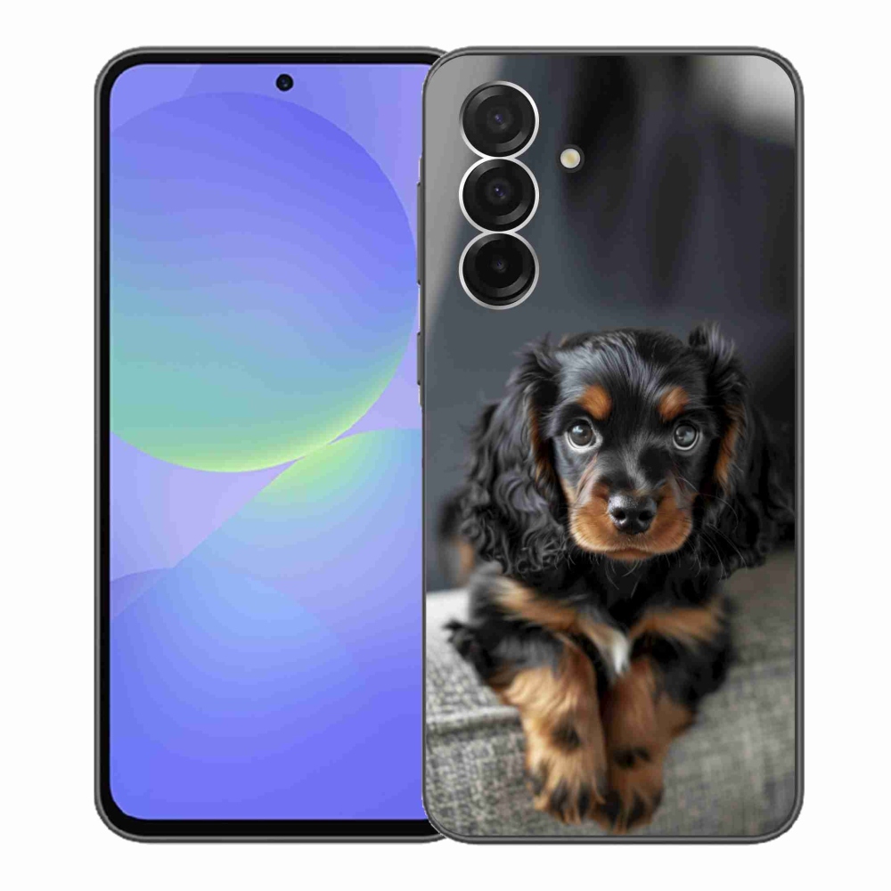 Gélový kryt mmCase na Samsung Galaxy A36 5G - roztomilý dlhosrstý jazvečík