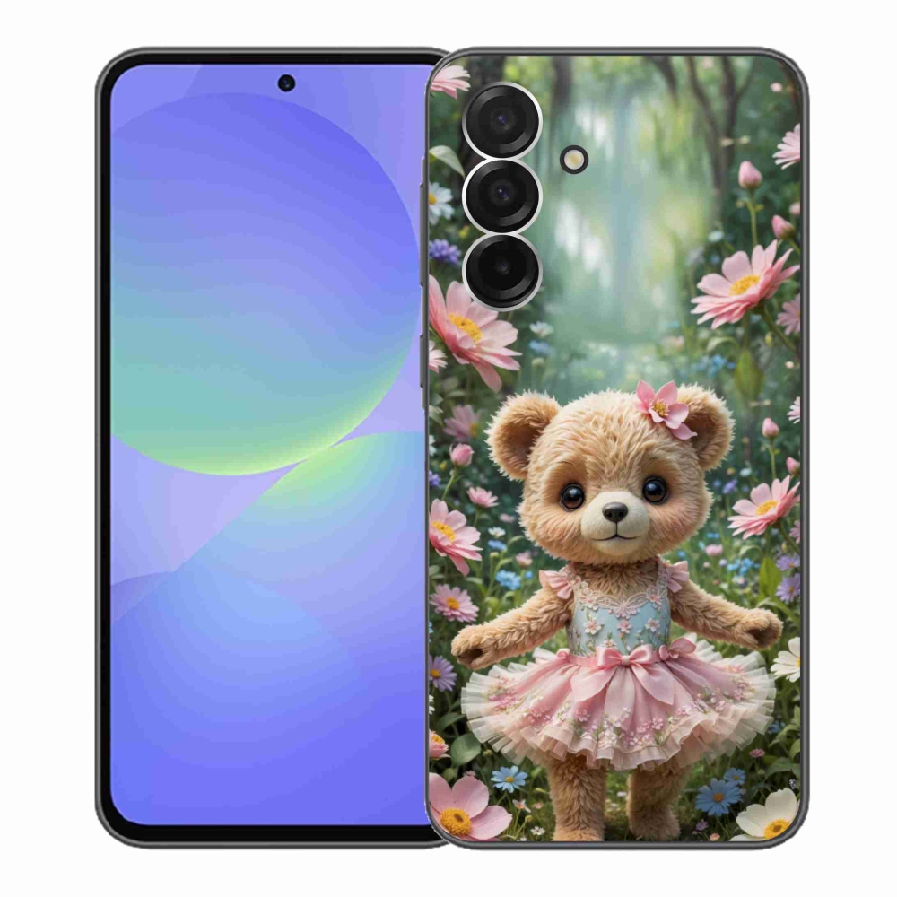Gélový kryt mmCase na Samsung Galaxy A36 5G - roztomilý medvedík v kvetoch