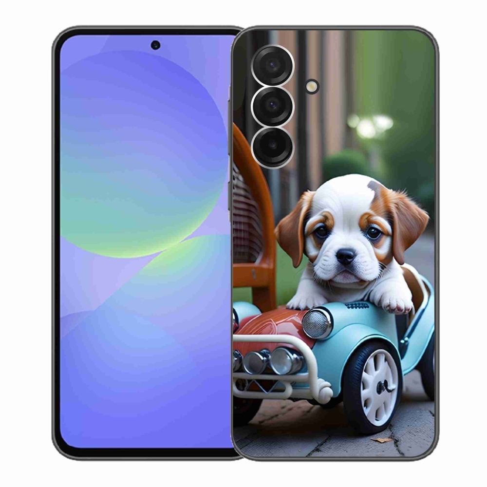 Gélový kryt mmCase na Samsung Galaxy A36 5G - šteňa v retro aute