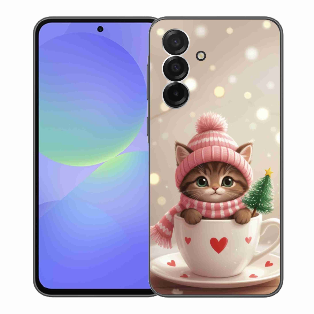 Gélový kryt mmCase na Samsung Galaxy A36 5G - vianočné mačiatko v hrnčeku