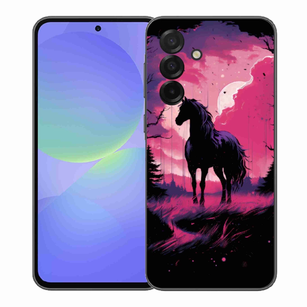 Gélový kryt mmCase na Samsung Galaxy A37 5G - čierny kreslený kôň 1