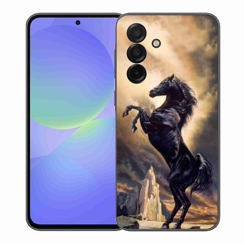 Gélový kryt mmCase na Samsung Galaxy A37 5G - čierny kreslený kôň