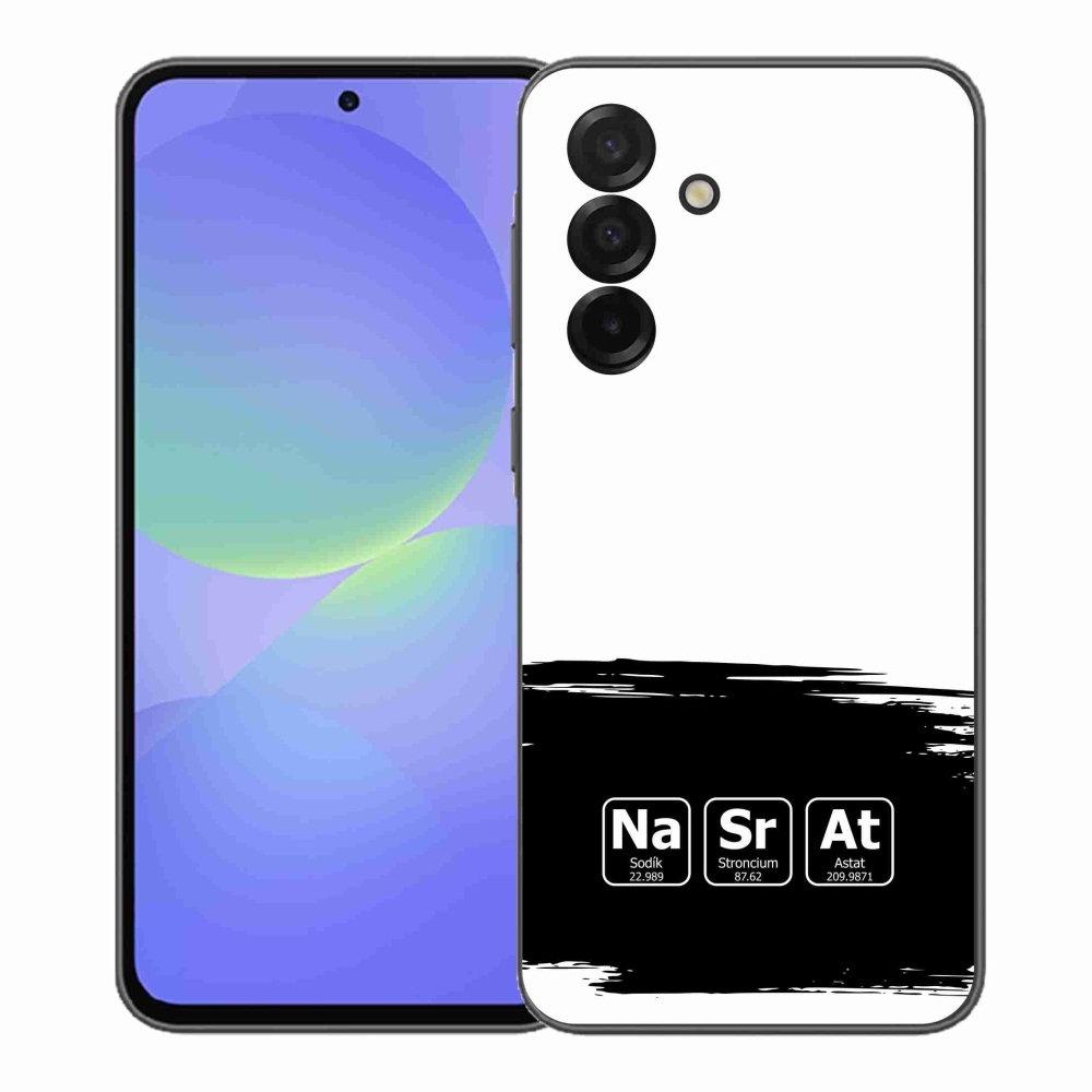 Gélový kryt mmCase na Samsung Galaxy A37 5G - chemické prvky čiernobiele pozadie