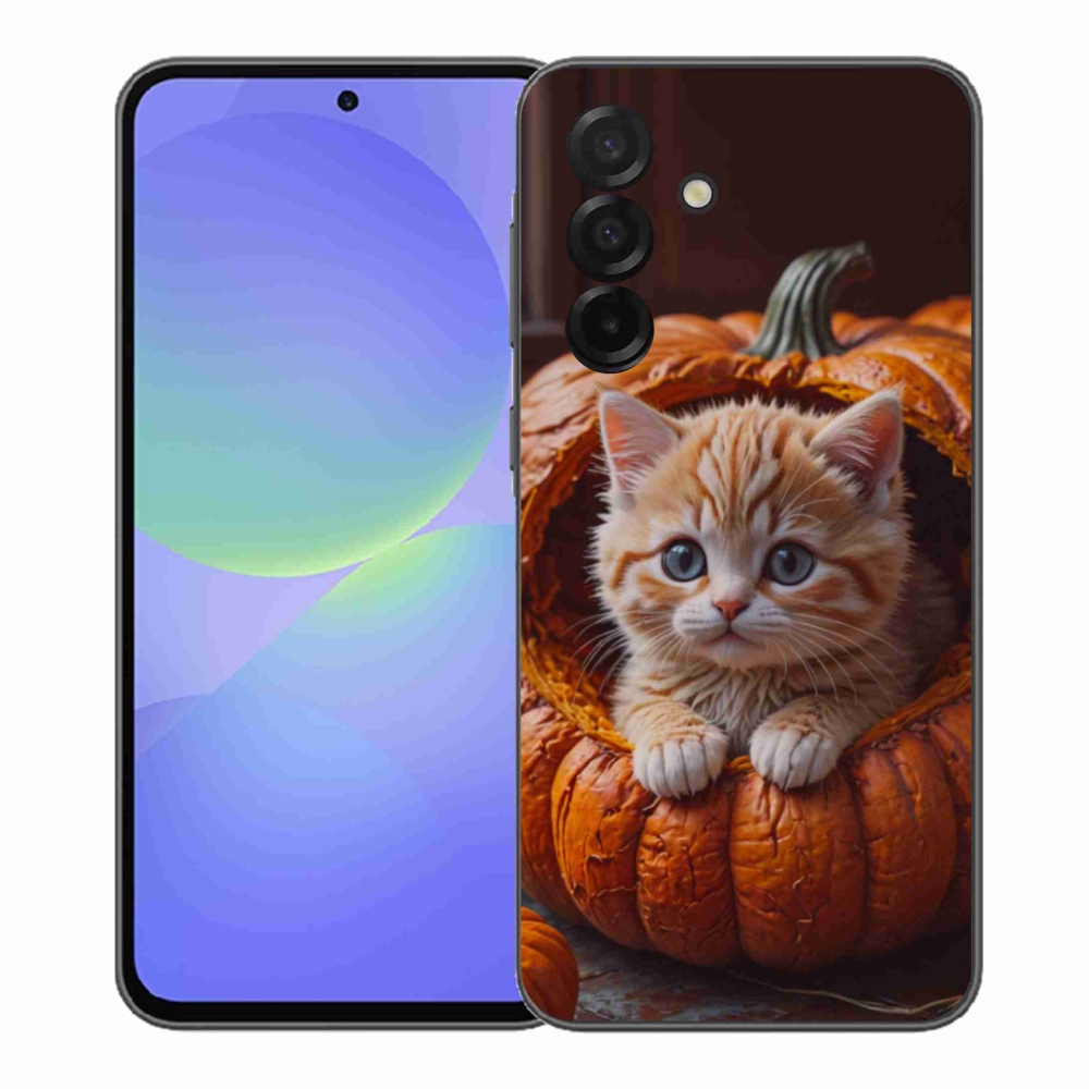 Gélový kryt mmCase na Samsung Galaxy A37 5G - mačiatko a tekvica 2