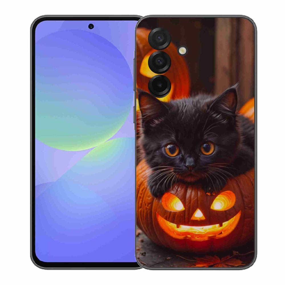 Gélový kryt mmCase na Samsung Galaxy A37 5G - mačiatko a tekvica