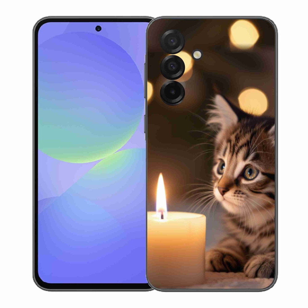 Gélový kryt mmCase na Samsung Galaxy A37 5G - mačiatko a sviečka