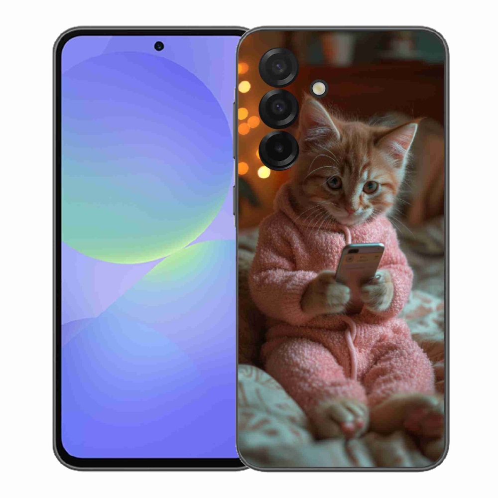 Gélový kryt mmCase na Samsung Galaxy A37 5G - mačiatko s mobilom