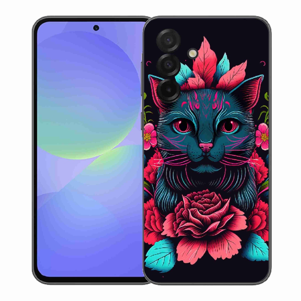 Gélový kryt mmCase na Samsung Galaxy A37 5G - kvety a mačka