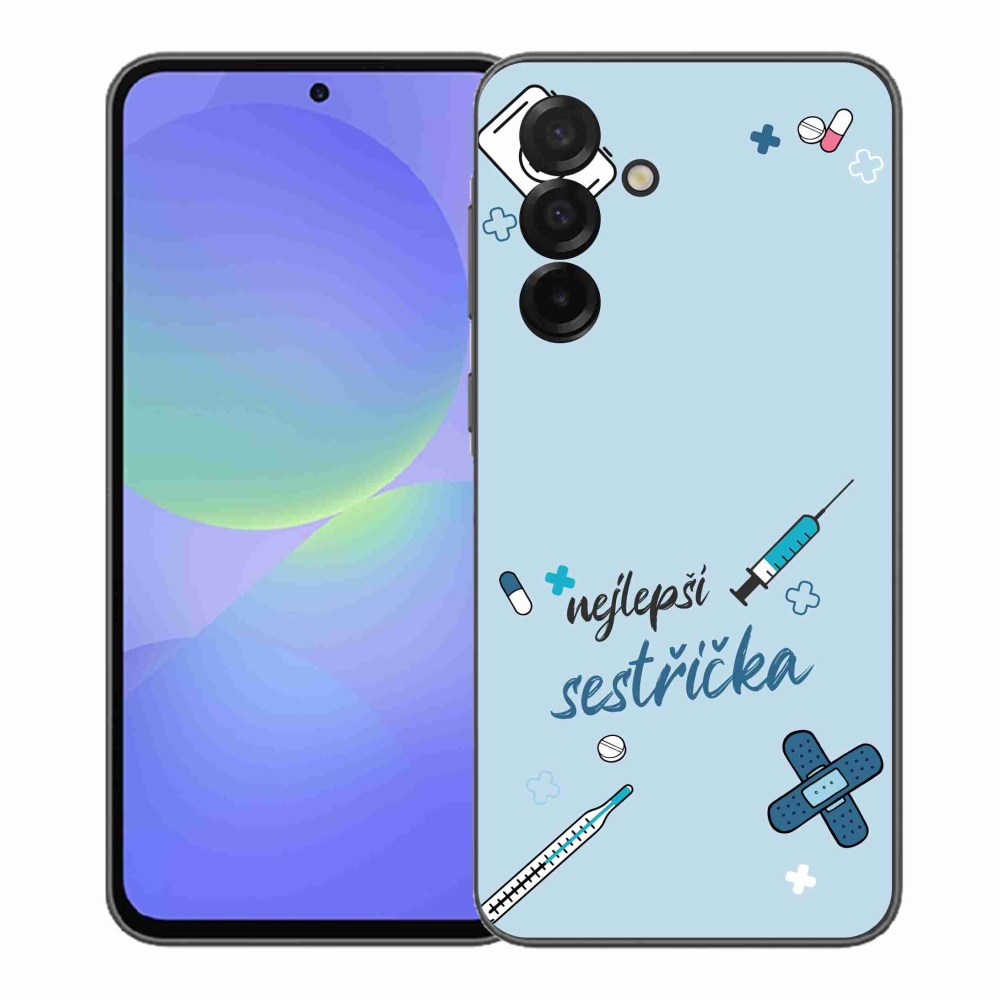 Gélový kryt mmCase na Samsung Galaxy A37 5G - najlepšia sestrička modré pozadie