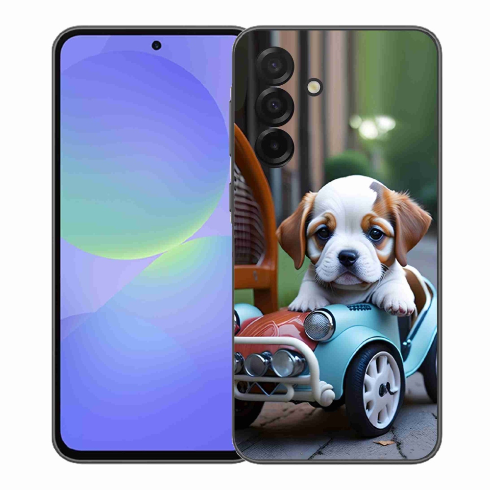 Gélový kryt mmCase na Samsung Galaxy A37 5G - šteňa v retro aute