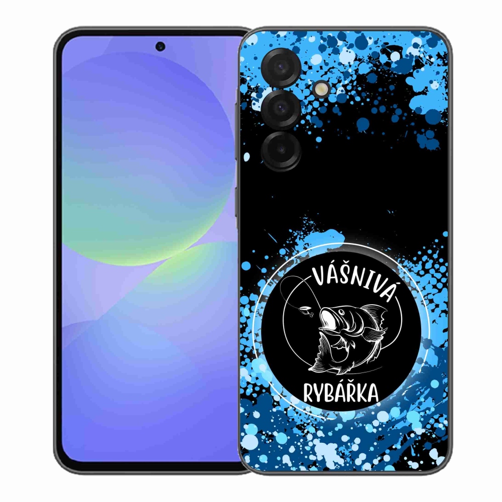 Gélový kryt mmCase na Samsung Galaxy A37 5G - vášnivá rybárka čierne pozadie