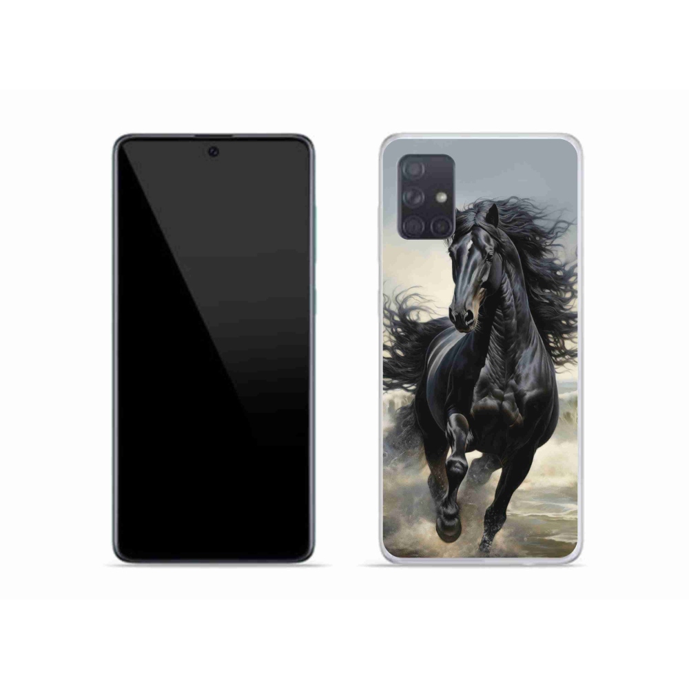 Gélový kryt mmCase na Samsung Galaxy A51 - bežiaci čierny kôň