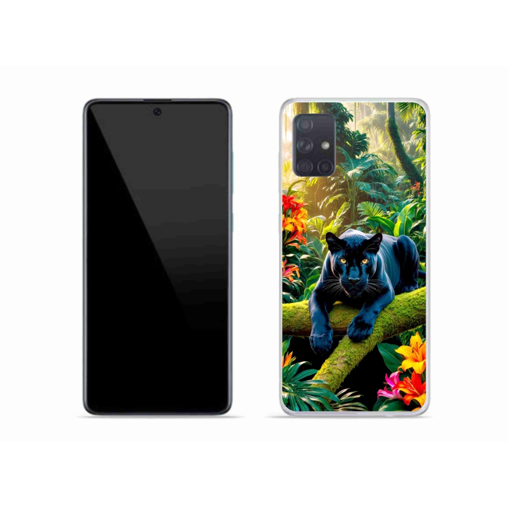 Gélový kryt mmCase na Samsung Galaxy A51 - čierny panter v džungli