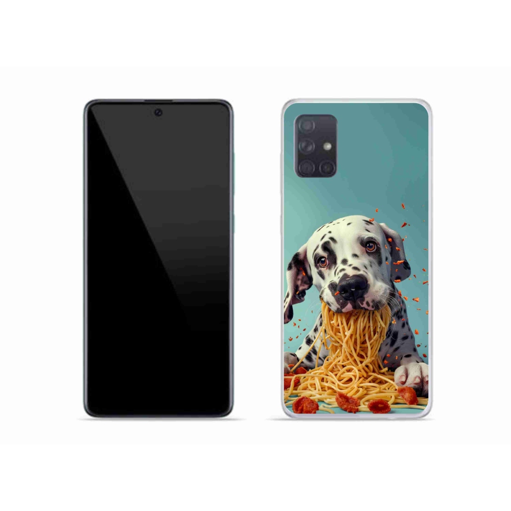 Gélový kryt mmCase na Samsung Galaxy A51 - dalmatín a špagety