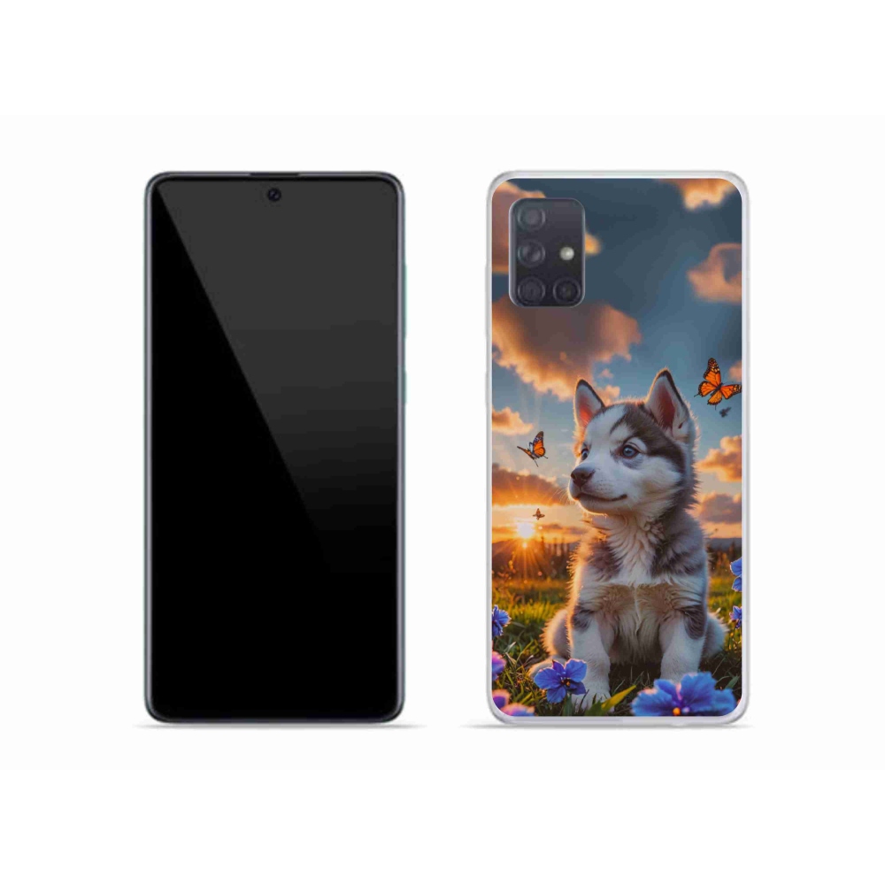 Gélový kryt mmCase na Samsung Galaxy A51 - husky pri západe slnka