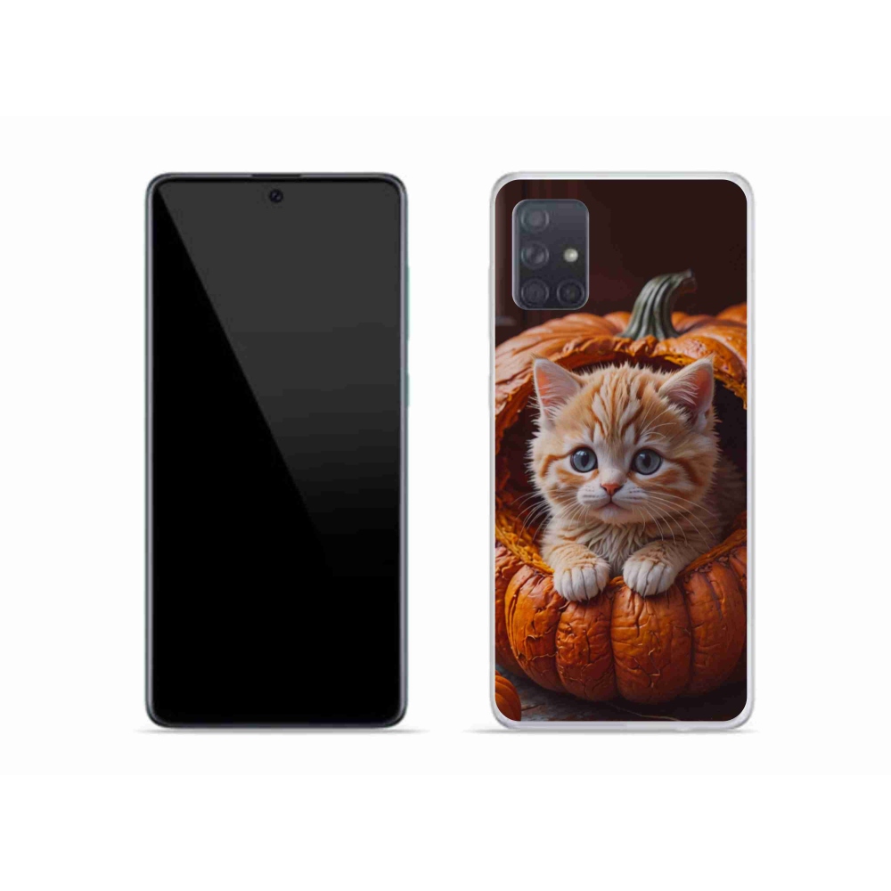 Gélový kryt mmCase na Samsung Galaxy A51 - mačiatko a tekvica 2