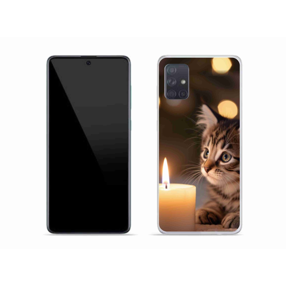 Gélový kryt mmCase na Samsung Galaxy A51 - mačiatko a sviečka