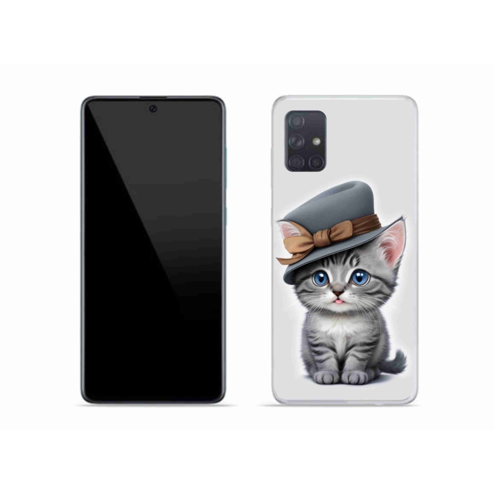 Gélový kryt mmCase na Samsung Galaxy A51 - mačiatko s klobúkom