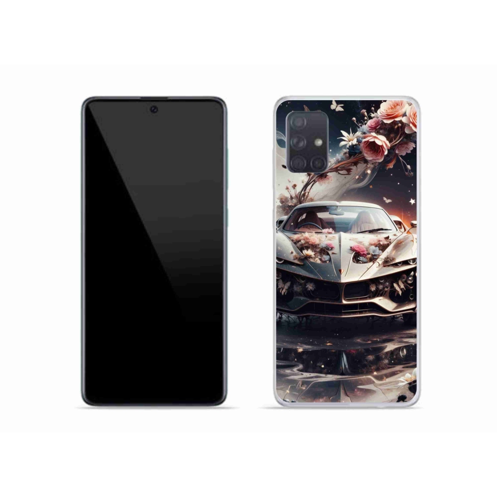 Gélový kryt mmCase na Samsung Galaxy A51 - kvetinový športový automobil