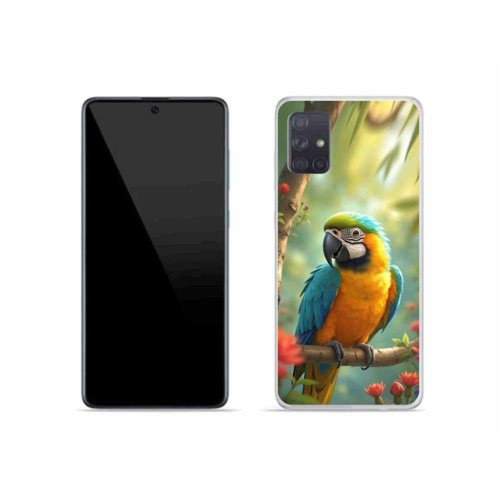 Gélový kryt mmCase na Samsung Galaxy A51 - papagáj ara modrožltá