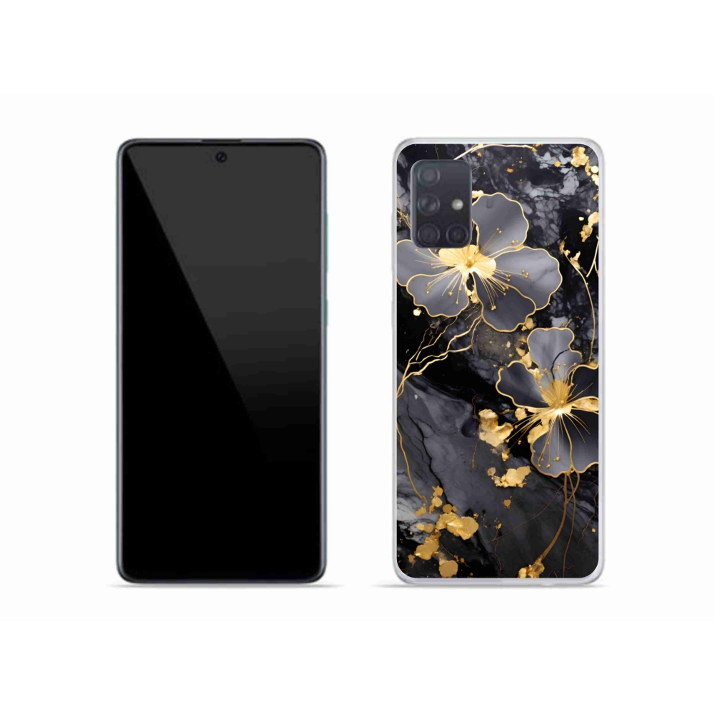 Gélový kryt mmCase na Samsung Galaxy A51 - zlaté kvety