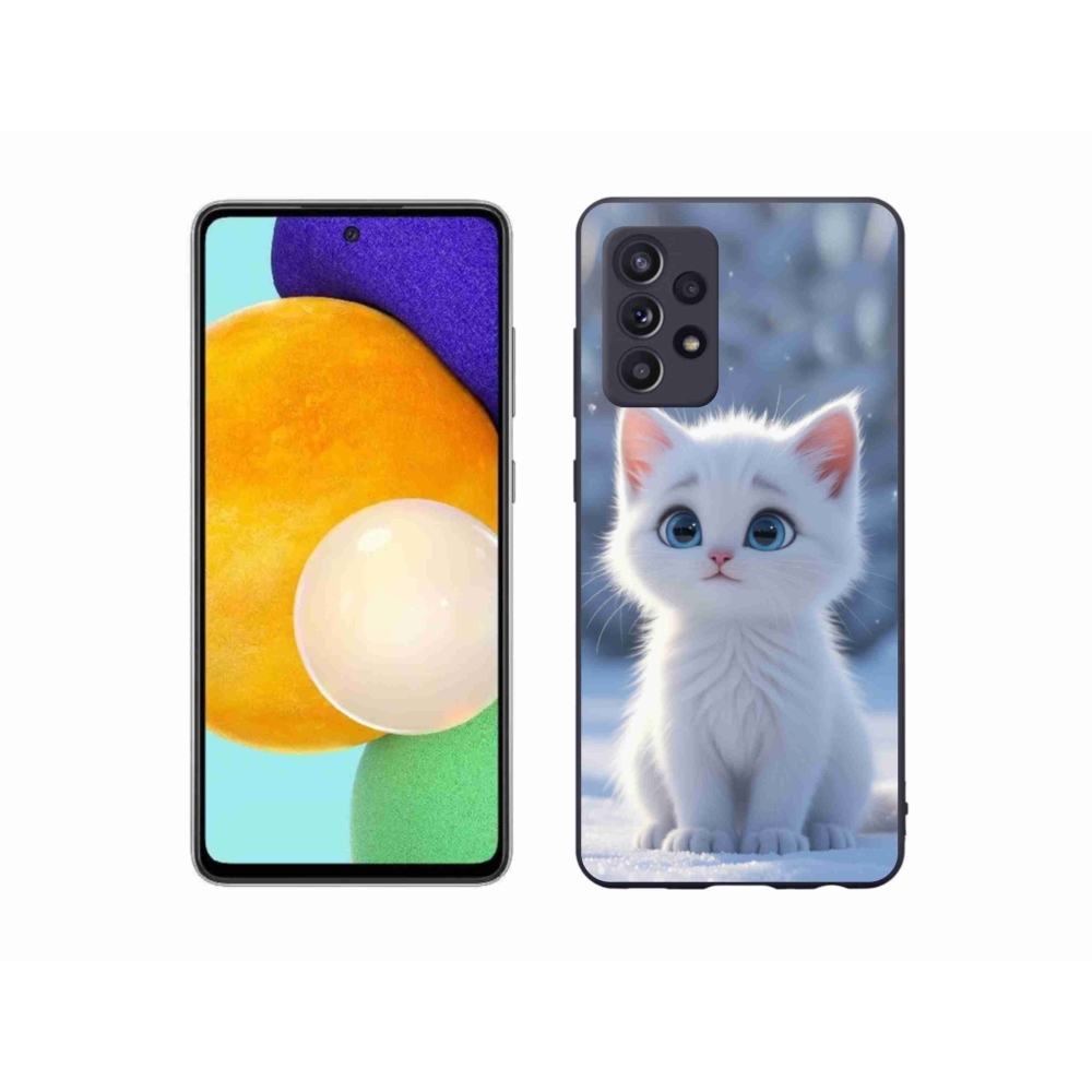 Gélový kryt mmCase na Samsung Galaxy A52/52 5G - biele mačiatko 3