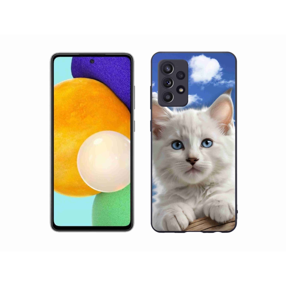 Gélový kryt mmCase na Samsung Galaxy A52/52 5G - mačiatko a oblaky