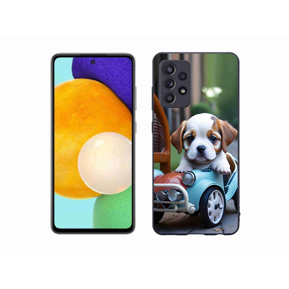 Gélový kryt mmCase na Samsung Galaxy A52/52 5G - šteňa v retro aute