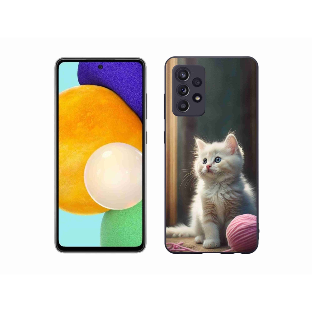 Gélový kryt mmCase na Samsung Galaxy A52/A52 5G - biele mačiatko 2