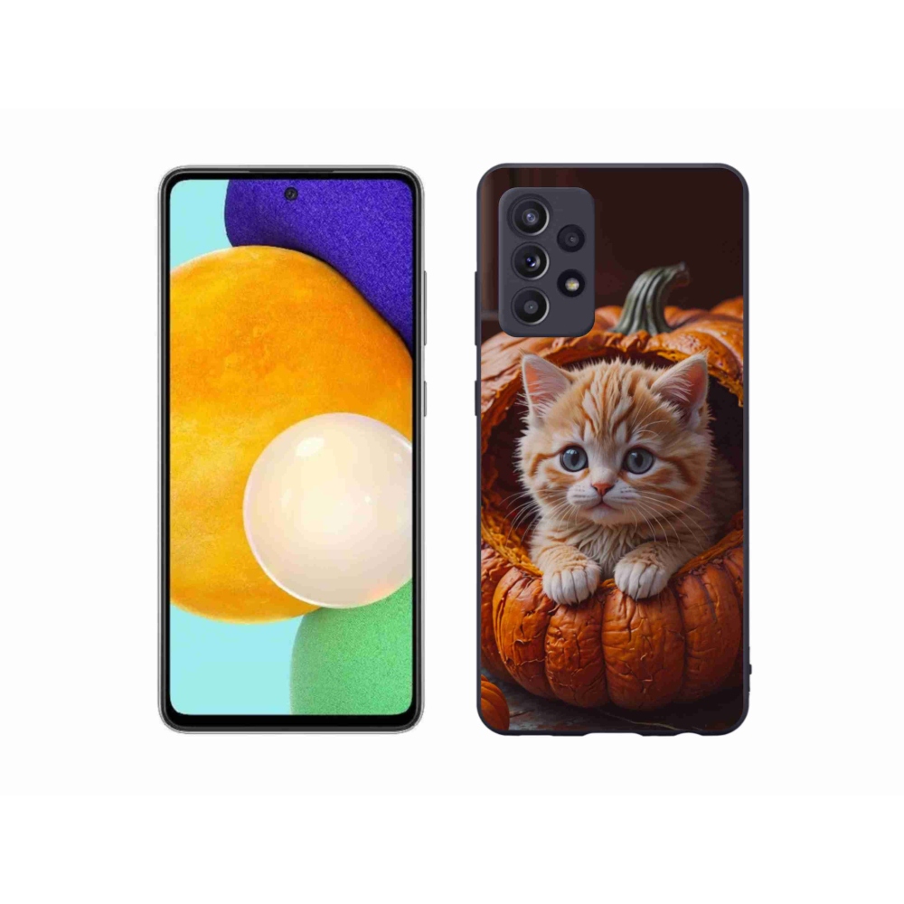Gélový kryt mmCase na Samsung Galaxy A52/A52 5G - mačiatko a tekvica 2