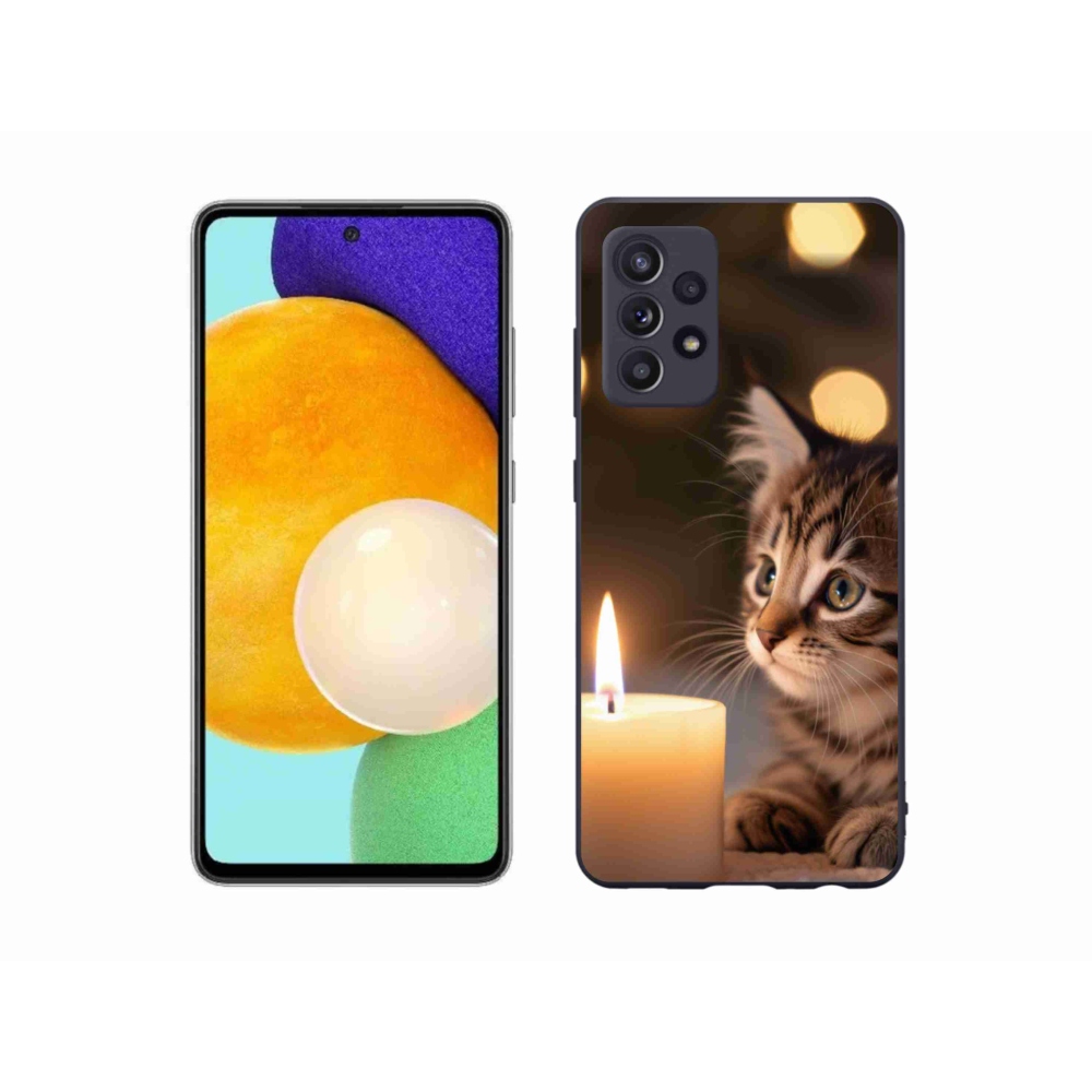 Gélový kryt mmCase na Samsung Galaxy A52/A52 5G - mačiatko a sviečka