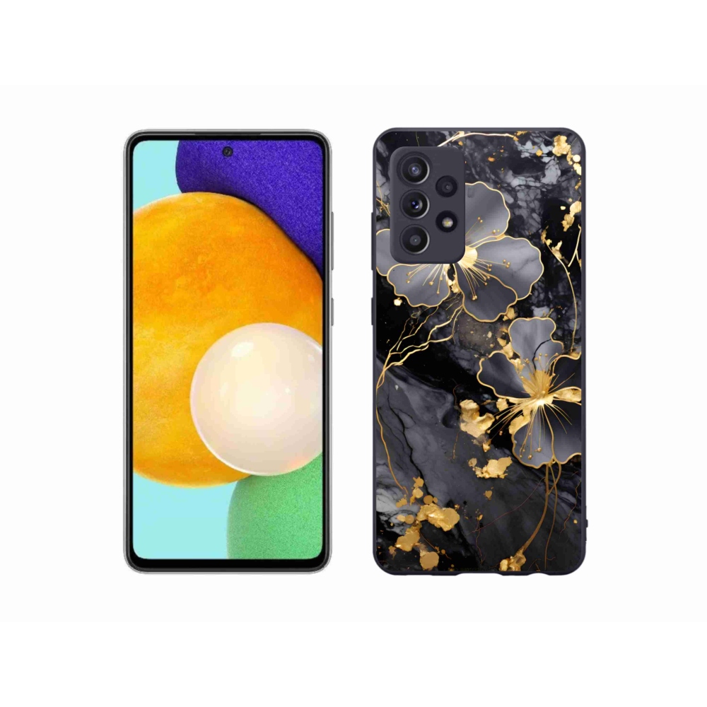 Gélový kryt mmCase na Samsung Galaxy A52/A52 5G - zlaté kvety