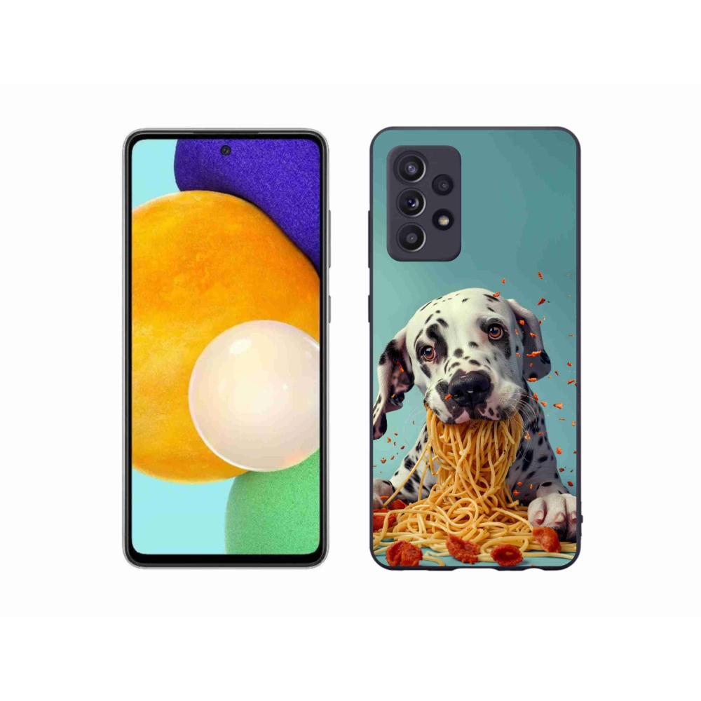 Gélový kryt mmCase na Samsung Galaxy A52s 5G - dalmatín a špagety