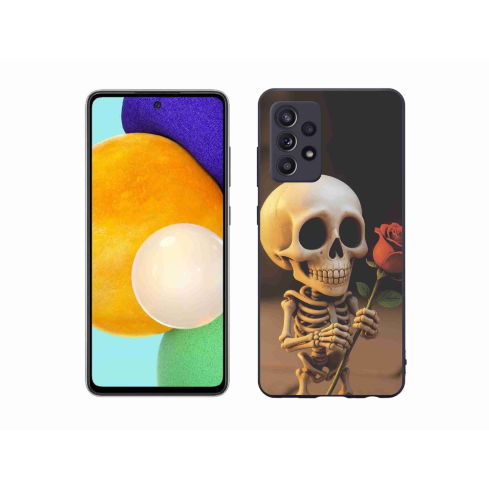 Gélový kryt mmCase na Samsung Galaxy A52s 5G - kostlivec s ružou