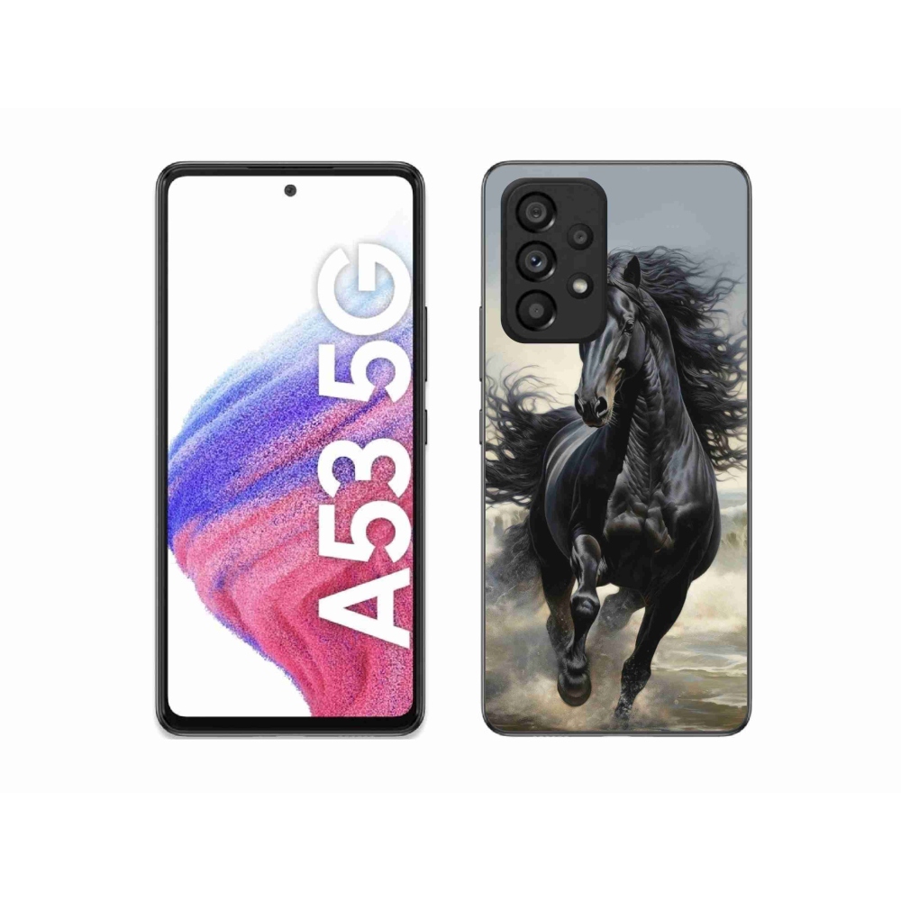 Gélový kryt mmCase na Samsung Galaxy A53 5G - bežiaci čierny kôň