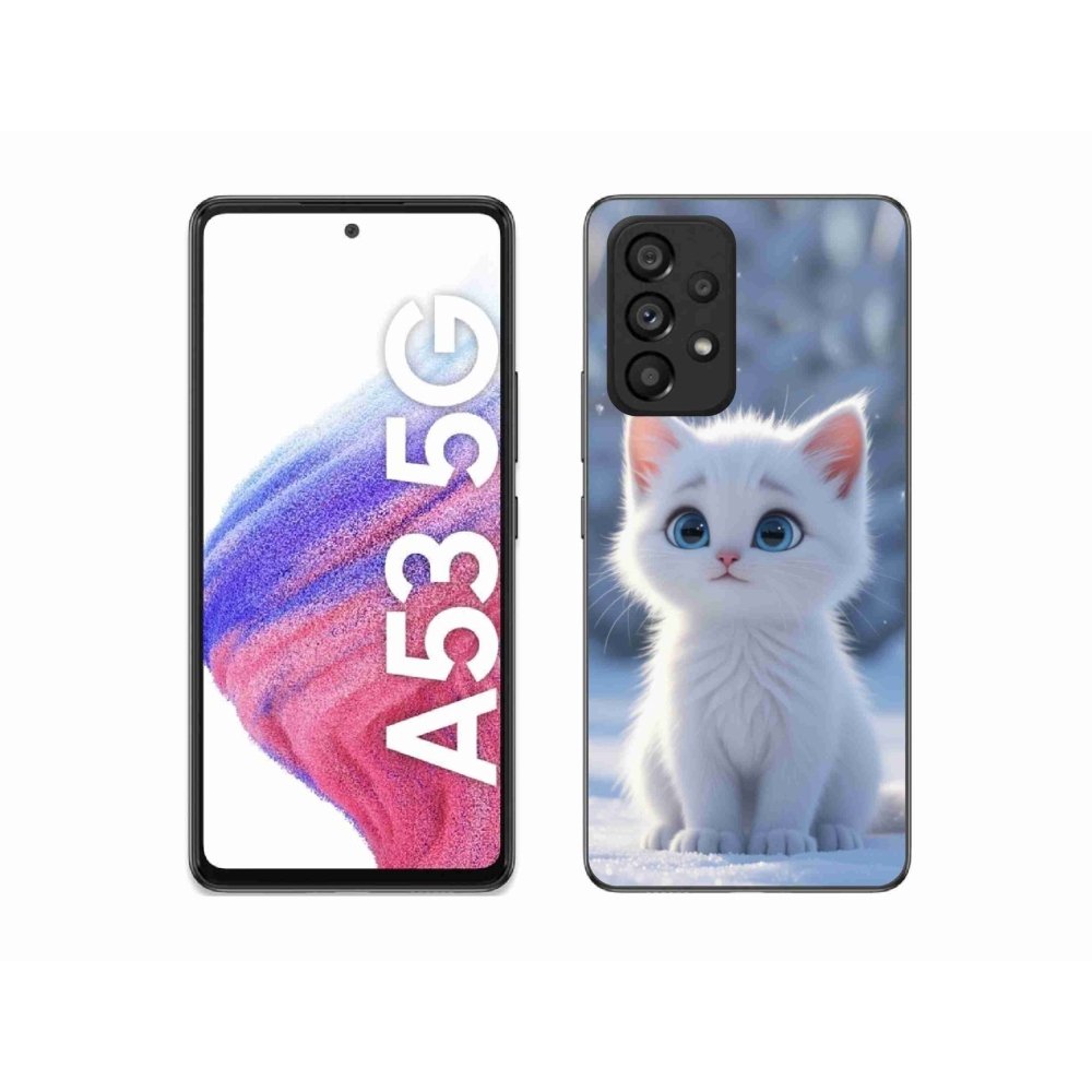 Gélový kryt mmCase na Samsung Galaxy A53 5G - biele mačiatko 3