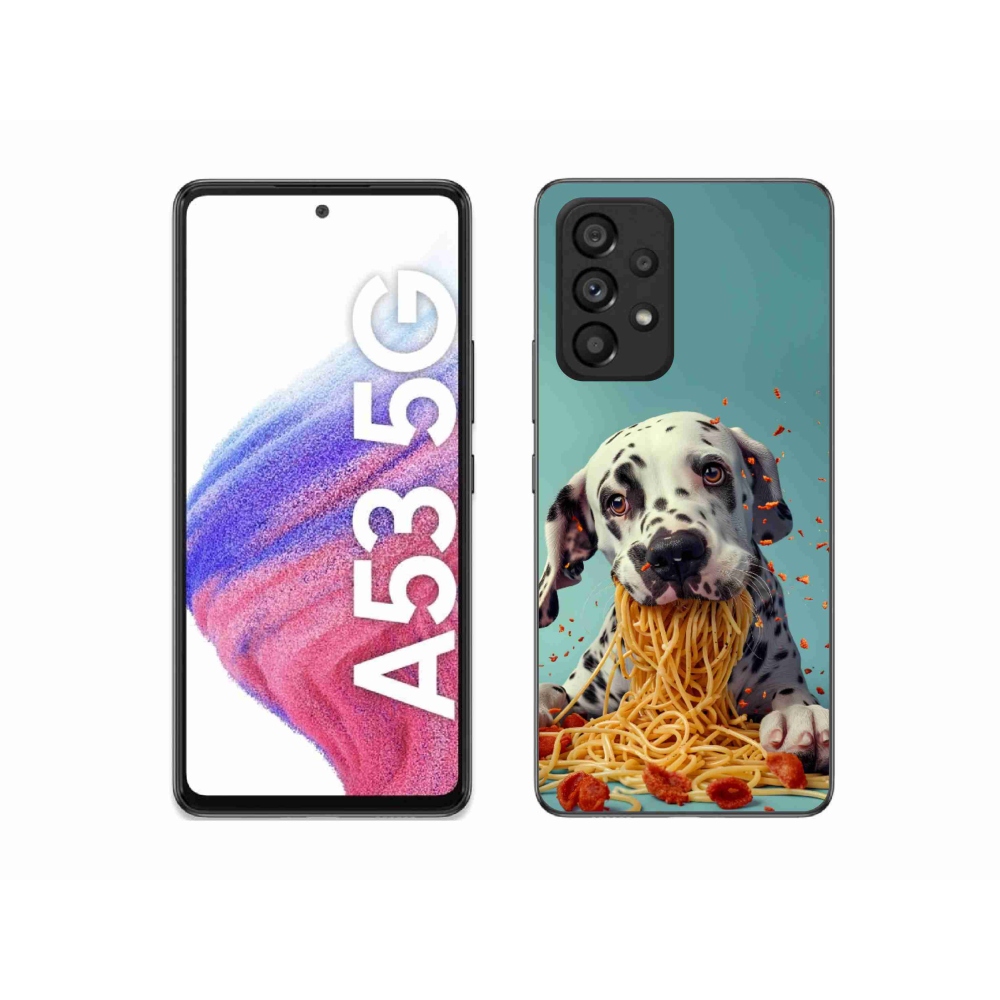 Gélový kryt mmCase na Samsung Galaxy A53 5G - dalmatín a špagety