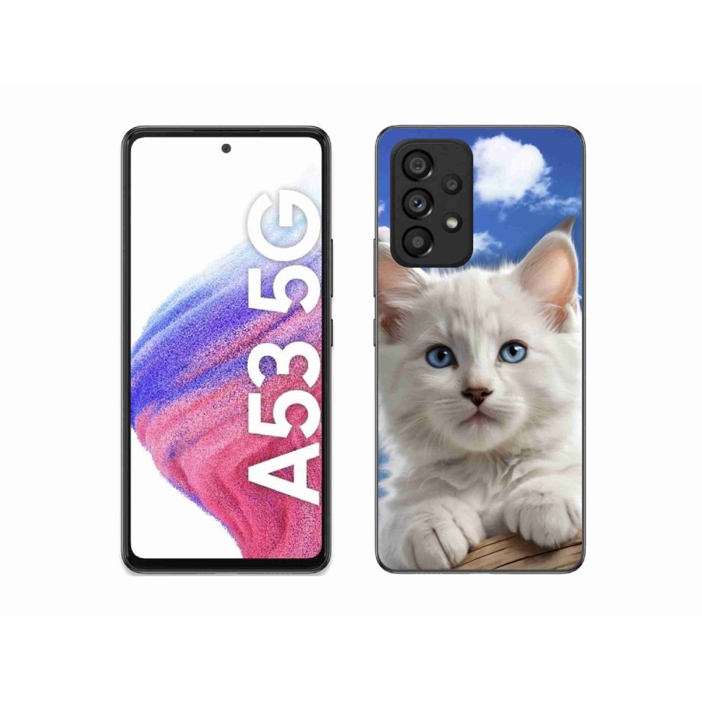 Gélový kryt mmCase na Samsung Galaxy A53 5G - mačiatko a oblaky
