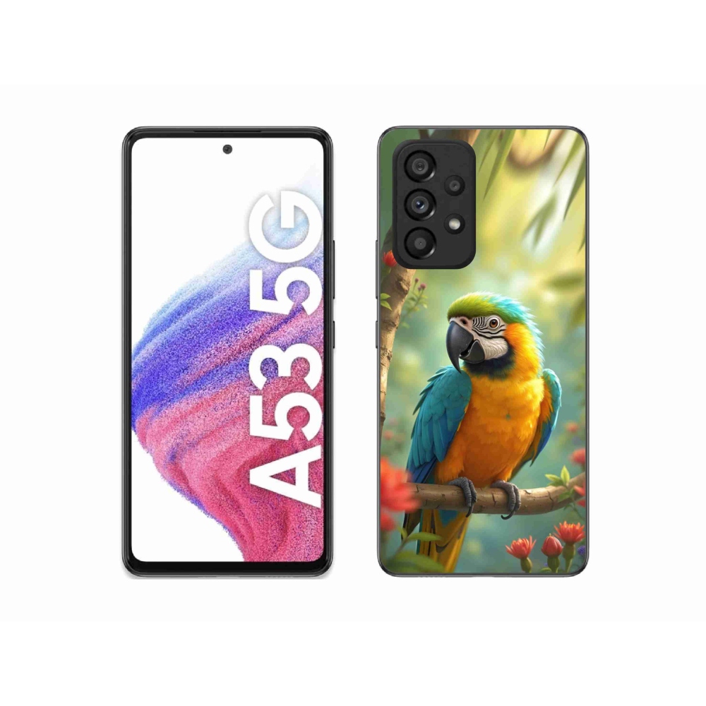 Gélový kryt mmCase na Samsung Galaxy A53 5G - papagáj ara modrožltá