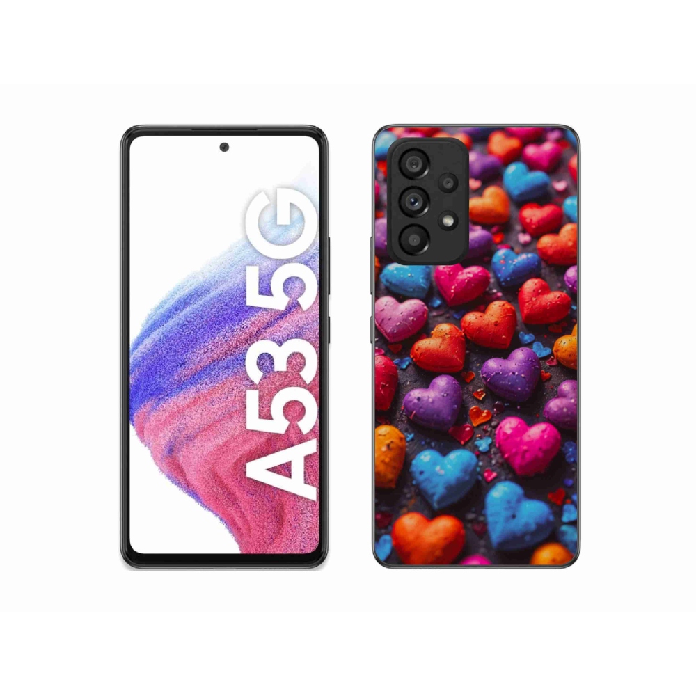 Gélový kryt mmCase na Samsung Galaxy A53 - farebné srdcia