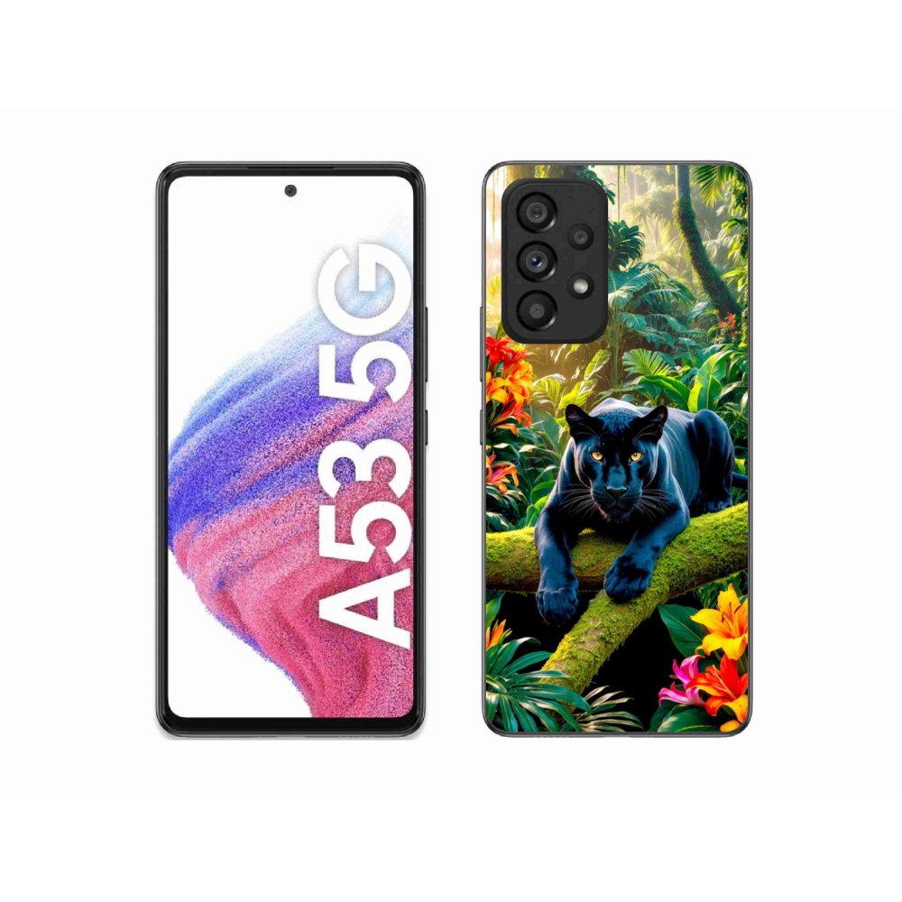Gélový kryt mmCase na Samsung Galaxy A53 - čierny panter v džungli