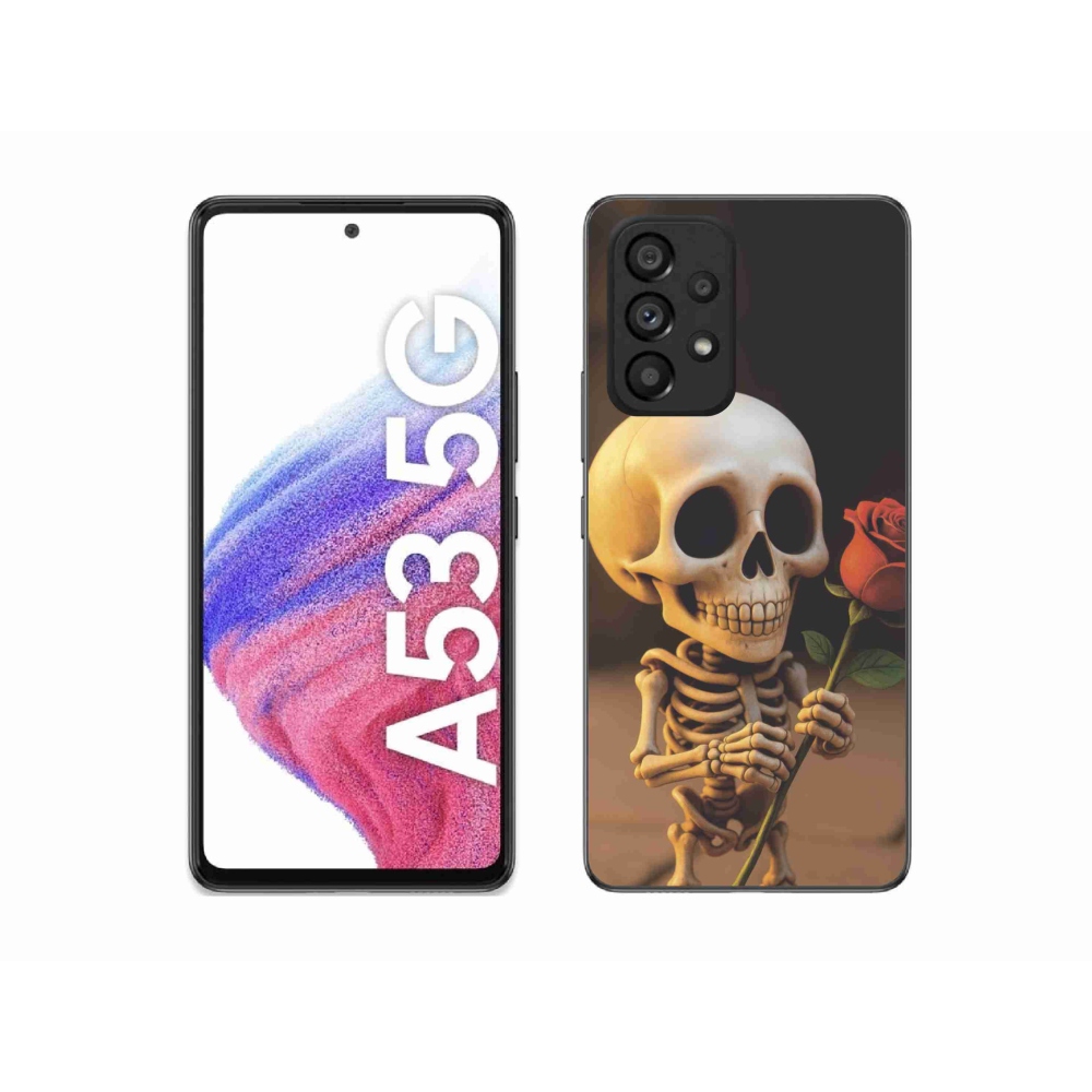 Gélový kryt mmCase na Samsung Galaxy A53 - kostlivec s ružou