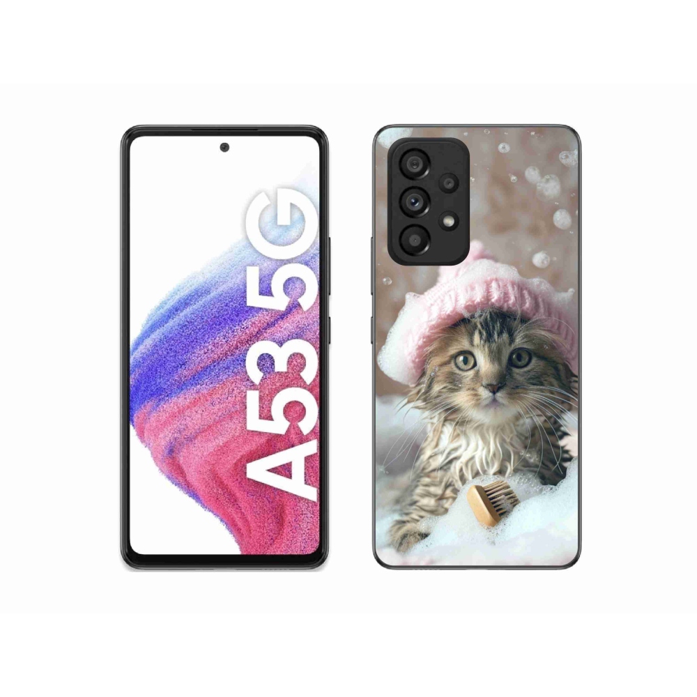 Gélový kryt mmCase na Samsung Galaxy A53 - mačiatko a kúpeľ