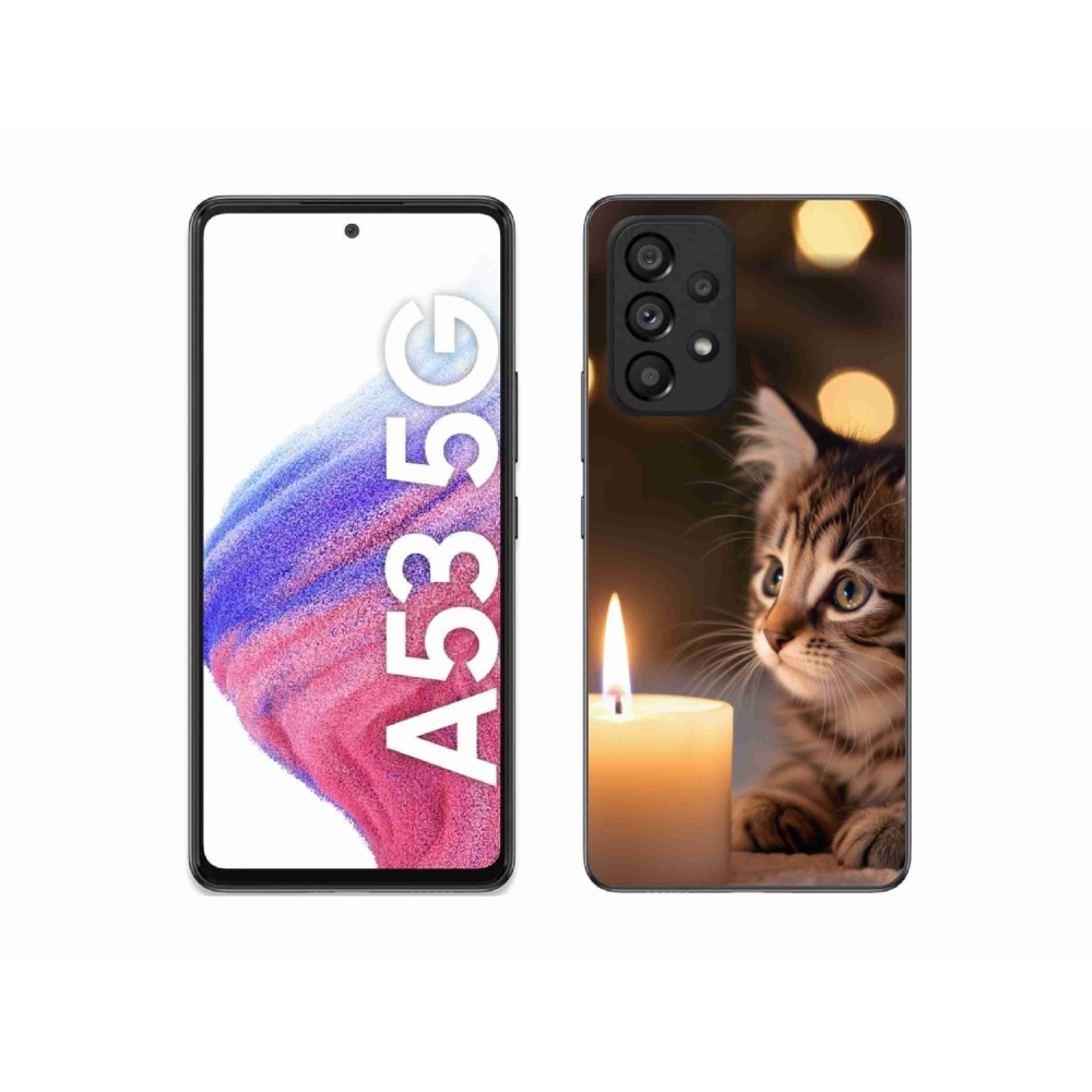 Gélový kryt mmCase na Samsung Galaxy A53 - mačiatko a sviečka