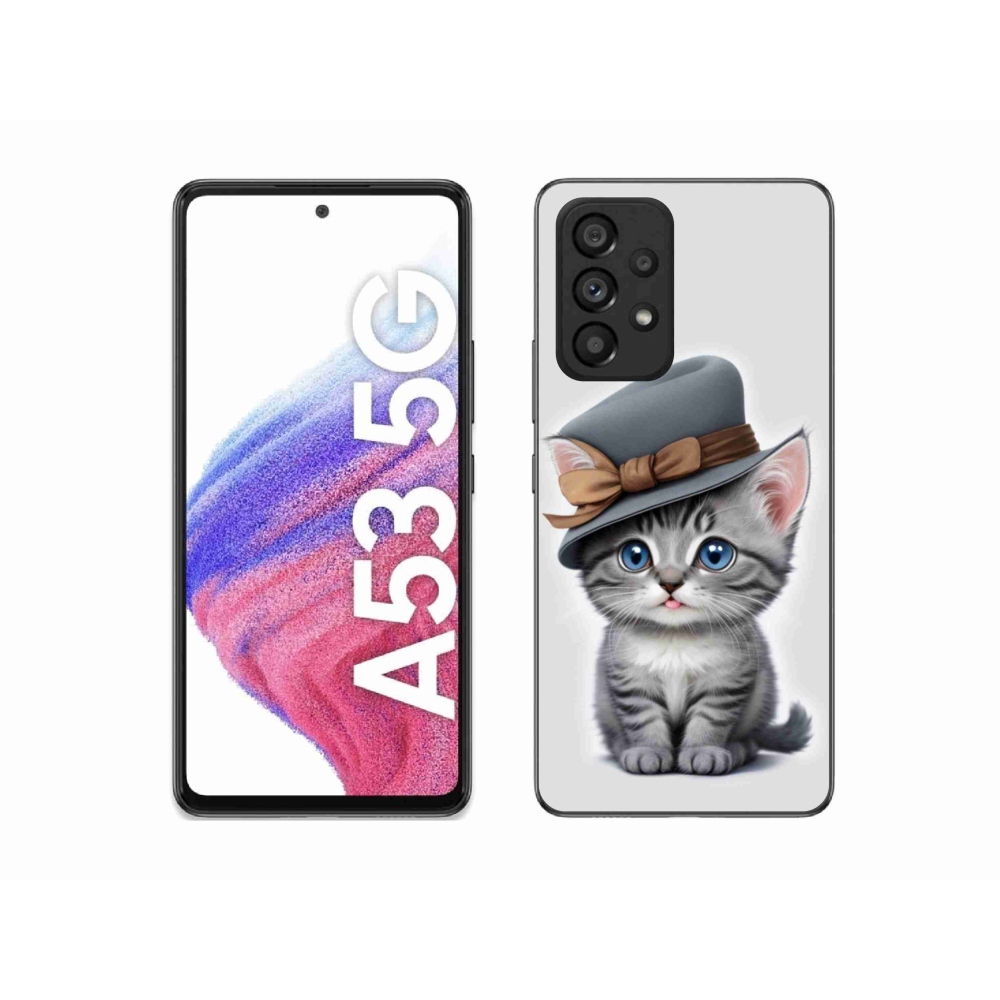 Gélový kryt mmCase na Samsung Galaxy A53 - mačiatko s klobúkom