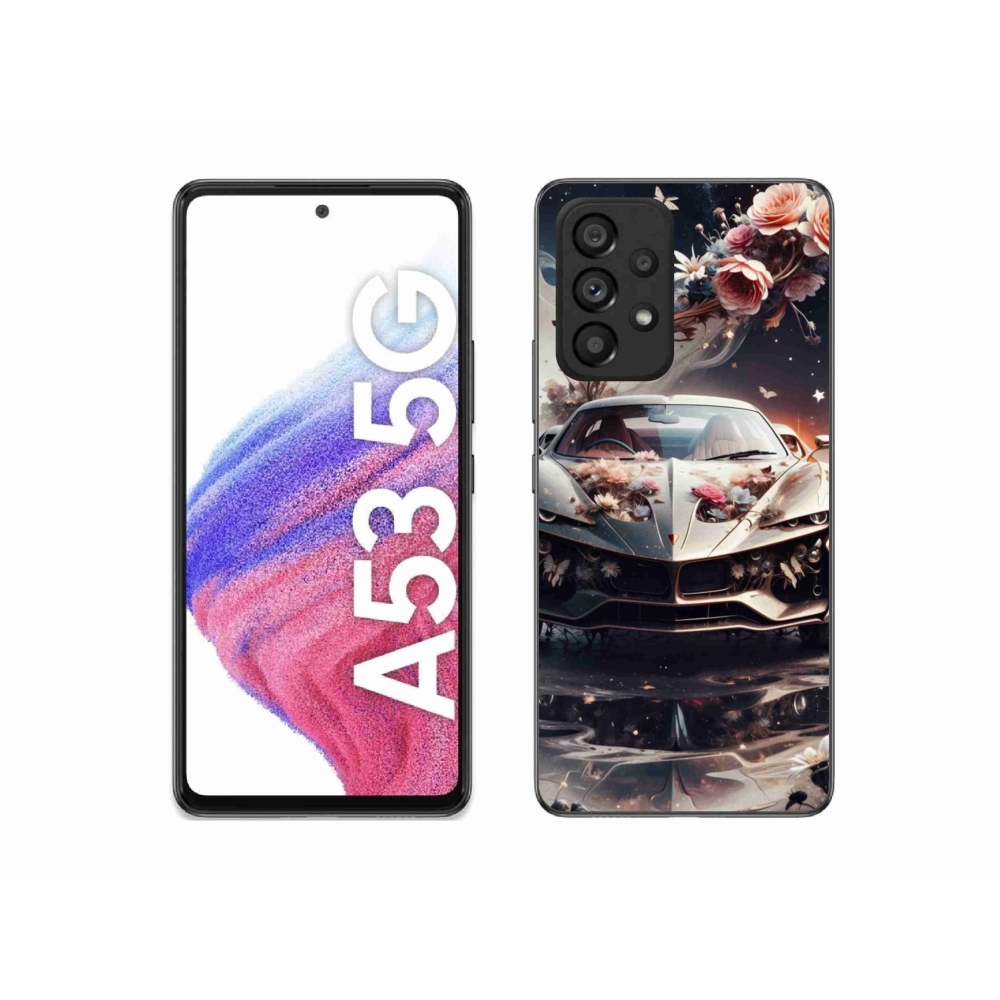 Gélový kryt mmCase na Samsung Galaxy A53 - kvetinový športový automobil